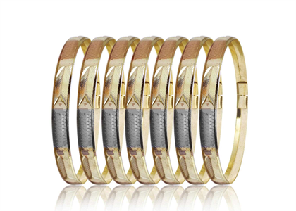 Three Tone Plated Lock Bangle